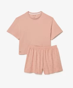 Lacoste Unterwäsche & Loungewear>Pyjama-Set Mit Croc-Shorts Rosa Iyu