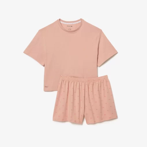 Lacoste Unterwäsche & Loungewear>Pyjama-Set Mit Croc-Shorts Rosa Iyu