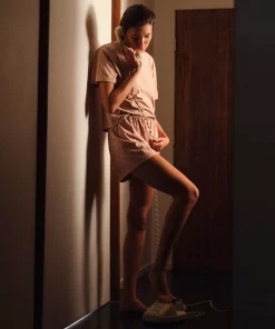 Lacoste Unterwäsche & Loungewear>Pyjama-Set Mit Croc-Shorts Rosa Iyu