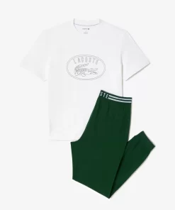 Lacoste Unterwäsche & Loungewear>Pyjama-Set Mit Hosen Mit Kontrast-Logo Weis / Grun 737