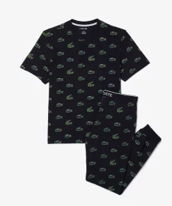 Lacoste Unterwäsche & Loungewear>Pyjama-Set Mit Kontrast-Logo Navy Blau / Weis Kg2