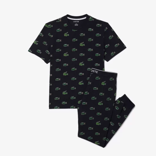 Lacoste Unterwäsche & Loungewear>Pyjama-Set Mit Kontrast-Logo Navy Blau / Weis Kg2