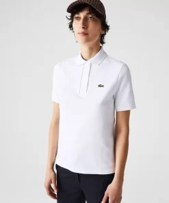 Lacoste Poloshirts>Regular Fit Damen-Polo Aus Gestreifter Bio-Baumwolle Weis 001