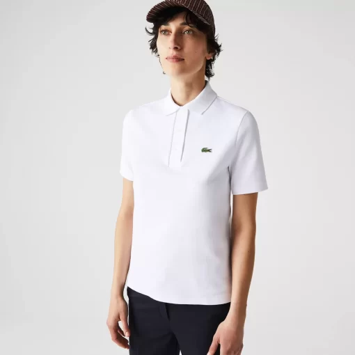 Lacoste Poloshirts>Regular Fit Damen-Polo Aus Gestreifter Bio-Baumwolle Weis 001