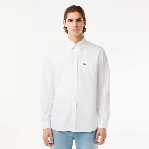 Lacoste Hemden>Regular Fit Hemd Aus Oxford-Baumwolle Weis 001