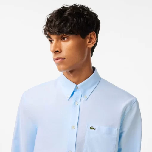 Lacoste Hemden>Regular Fit Hemd Aus Oxford-Baumwolle Weis / Blau F6Z