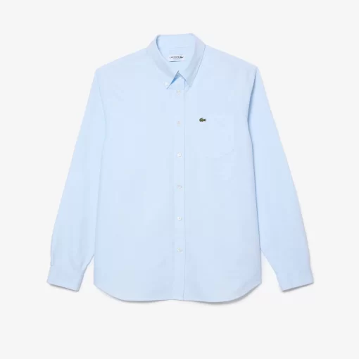 Lacoste Hemden>Regular Fit Hemd Aus Oxford-Baumwolle Weis / Blau F6Z