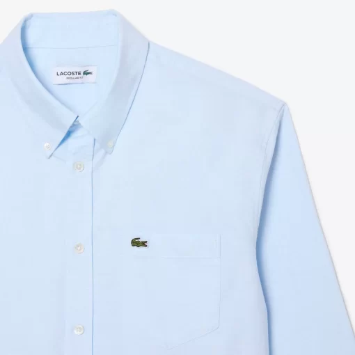 Lacoste Hemden>Regular Fit Hemd Aus Oxford-Baumwolle Weis / Blau F6Z