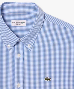 Lacoste Hemden>Regular Fit Herren-Hemd Aus Premium-Baumwolle Mit Karos Weis / Blau F6Z