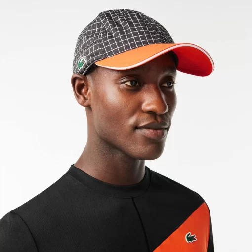 Lacoste Tennis>Resistente, Leichte Tennis-Kappe Schwarz / Orange Qxi