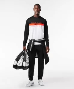 Lacoste Tennis>Ripstop Tennis Sweatshirt Schwarz / Orange / Weis Liz