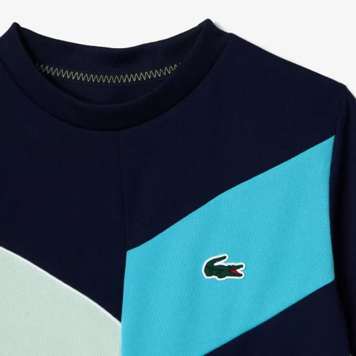 Lacoste Jungenkleidung>Ripstop-Pique Tennis T-Shirt Navy Blau / Blau / Grun / Weis Rih