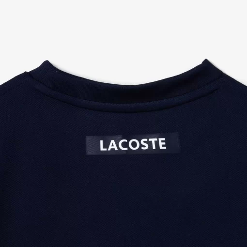 Lacoste Jungenkleidung>Ripstop-Pique Tennis T-Shirt Navy Blau / Blau / Grun / Weis Rih