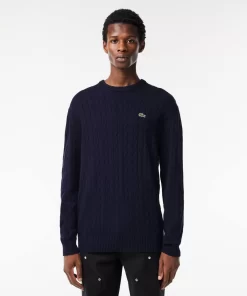 Lacoste Pullover>Rundhals Mit Zopf-Detail Navy Blau 166