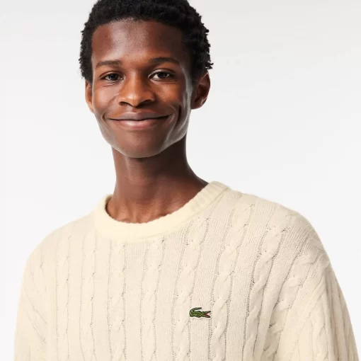 Lacoste Pullover>Rundhals Mit Zopf-Detail Creme Xfj