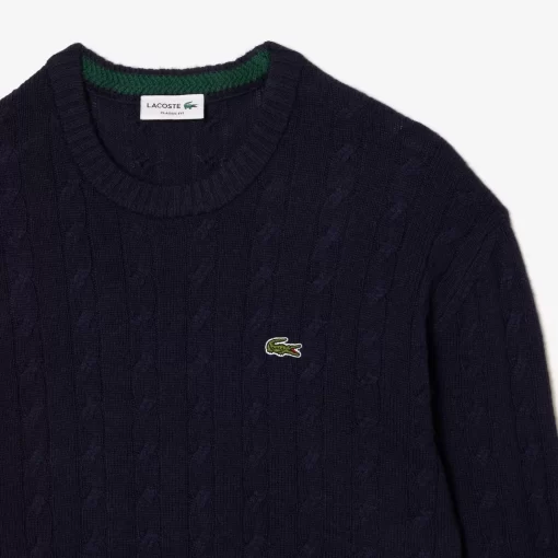 Lacoste Pullover>Rundhals Mit Zopf-Detail Navy Blau 166