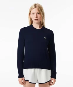 Lacoste Pullover>Rundhals-Pullover Aus Zweiseitiger Baumwolle Navy Blau 166