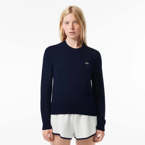 Lacoste Pullover>Rundhals-Pullover Aus Zweiseitiger Baumwolle Navy Blau 166