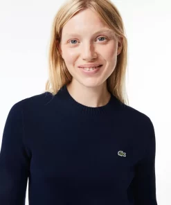 Lacoste Pullover>Rundhals-Pullover Aus Zweiseitiger Baumwolle Navy Blau 166