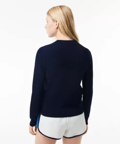 Lacoste Pullover>Rundhals-Pullover Aus Zweiseitiger Baumwolle Navy Blau 166