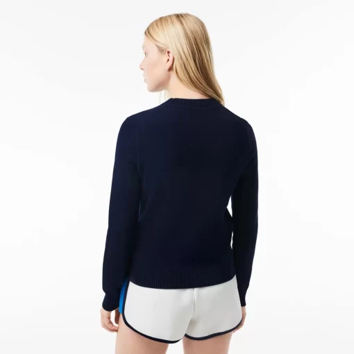 Lacoste Pullover>Rundhals-Pullover Aus Zweiseitiger Baumwolle Navy Blau 166