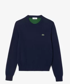 Lacoste Pullover>Rundhals-Pullover Aus Zweiseitiger Baumwolle Navy Blau 166