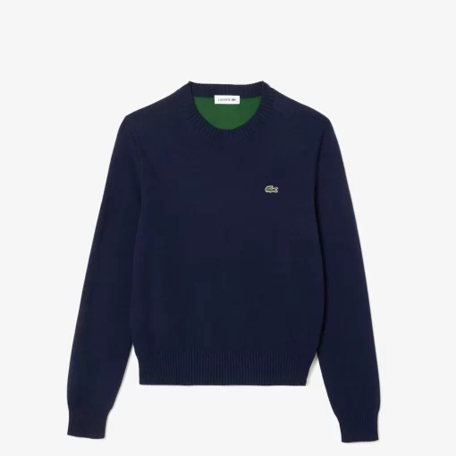 Lacoste Pullover>Rundhals-Pullover Aus Zweiseitiger Baumwolle Navy Blau 166