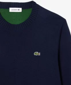 Lacoste Pullover>Rundhals-Pullover Aus Zweiseitiger Baumwolle Navy Blau 166