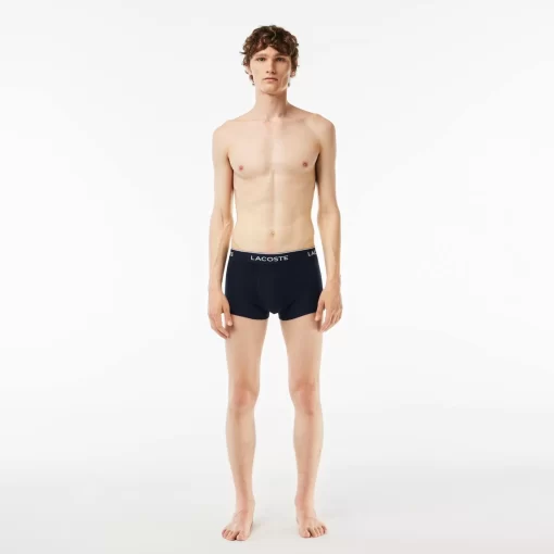 Lacoste Unterwäsche & Loungewear>Schwarze Herren Boxershorts Im 3Er-Pack Blau / Weis / Navy Blau Piy