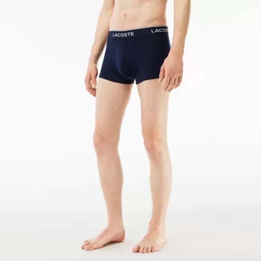 Lacoste Unterwäsche & Loungewear>Schwarze Herren Boxershorts Im 3Er-Pack Blau / Weis / Navy Blau Piy