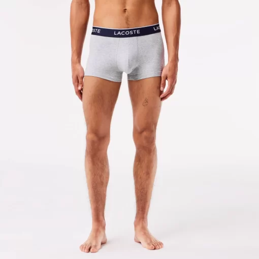 Lacoste Unterwäsche & Loungewear>Schwarze Herren Boxershorts Im 3Er-Pack Blau / Heidekraut Grau F7K