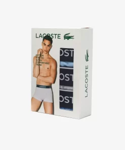 Lacoste Unterwäsche & Loungewear>Schwarze Herren Boxershorts Im 3Er-Pack Blau / Heidekraut Grau F7K