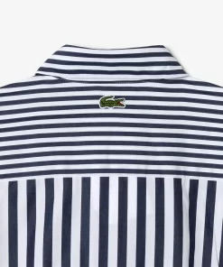 Lacoste Kleider & Röcke>Shirtkleid Aus Gestreifter Baumwoll-Popeline Navy Blau / Weis 525