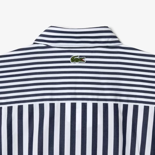 Lacoste Kleider & Röcke>Shirtkleid Aus Gestreifter Baumwoll-Popeline Navy Blau / Weis 525