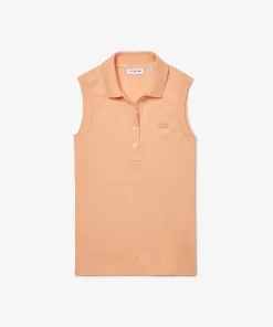 Lacoste Poloshirts>Slim Fit Armelloses Damen Poloshirt Aus Baumwoll-Pique Hell Orange Heb