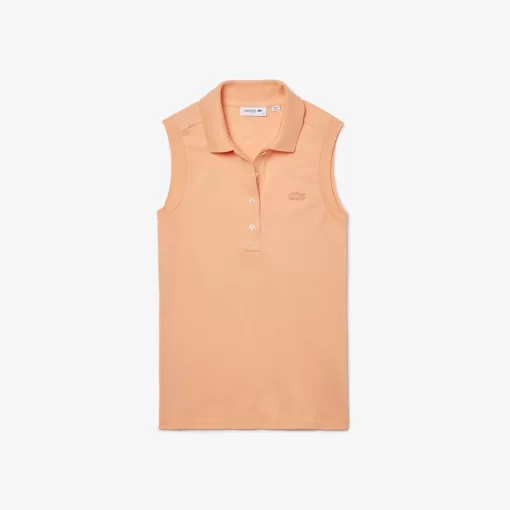 Lacoste Poloshirts>Slim Fit Armelloses Damen Poloshirt Aus Baumwoll-Pique Hell Orange Heb