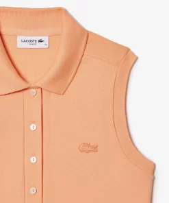 Lacoste Poloshirts>Slim Fit Armelloses Damen Poloshirt Aus Baumwoll-Pique Hell Orange Heb