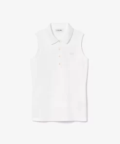 Lacoste Poloshirts>Slim Fit Armelloses Damen Poloshirt Aus Baumwoll-Pique Weis 001