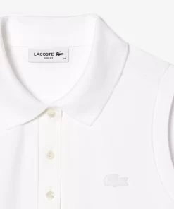 Lacoste Poloshirts>Slim Fit Armelloses Damen Poloshirt Aus Baumwoll-Pique Weis 001