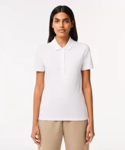 Lacoste Poloshirts>Slim Fit Damen Poloshirt Aus Stretch-Baumwoll-Pique Weis 001