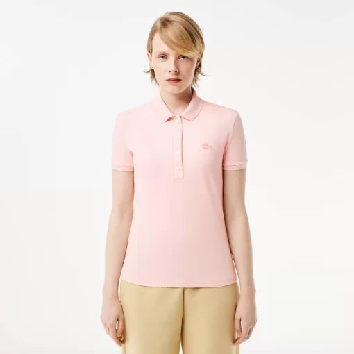 Lacoste Poloshirts>Slim Fit Damen Poloshirt Aus Stretch-Baumwoll-Pique Hellrosa Ady