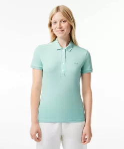 Lacoste Poloshirts>Slim Fit Damen Poloshirt Aus Stretch-Baumwoll-Pique Pastille Minzgrun Lgf