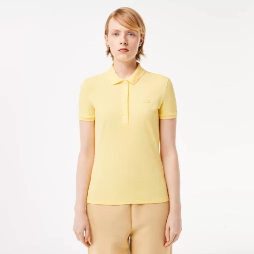 Lacoste Poloshirts>Slim Fit Damen Poloshirt Aus Stretch-Baumwoll-Pique Gelb 107