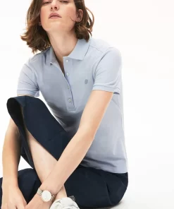 Lacoste Poloshirts>Slim Fit Damen Poloshirt Aus Stretch-Baumwoll-Pique Hellblau J2G