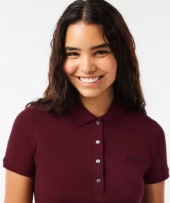 Lacoste Poloshirts>Slim Fit Damen Poloshirt Aus Stretch-Baumwoll-Pique Burgunder Yup