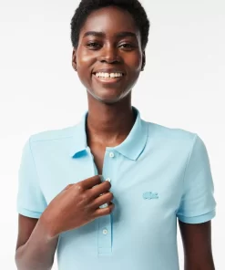 Lacoste Poloshirts>Slim Fit Damen Poloshirt Aus Stretch-Baumwoll-Pique Hellblau Siz