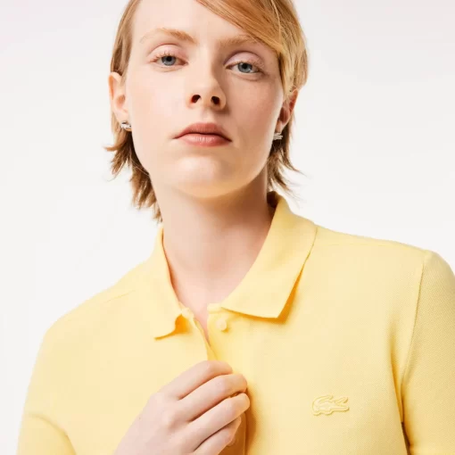 Lacoste Poloshirts>Slim Fit Damen Poloshirt Aus Stretch-Baumwoll-Pique Gelb 107