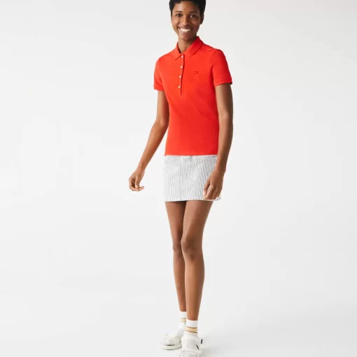 Lacoste Poloshirts>Slim Fit Damen Poloshirt Aus Stretch-Baumwoll-Pique Rot F8M