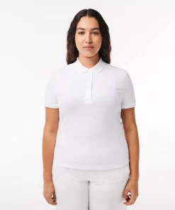 Lacoste Poloshirts>Slim Fit Damen Poloshirt Aus Stretch-Baumwoll-Pique Weis 001