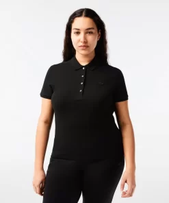 Lacoste Poloshirts>Slim Fit Damen Poloshirt Aus Stretch-Baumwoll-Pique Schwarz 031